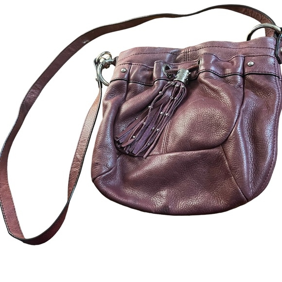b. makowsky Handbags - B Makowsky Purple Leather Tassel Small Bag